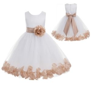 Flower Girl Dress Wedding Dress Birthday Dress Pageant Dresses Rose Petals Dress